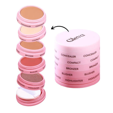 Gleva 5 In 1 Makeup stack With Concealer, Bronzer, Blusher, Compact & Highlighter Smooth & Blendabl